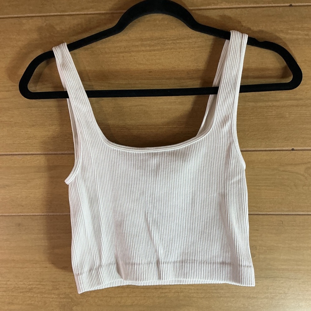 Zara Women’s Medium-Large White Cropped Ribbed Tank Top